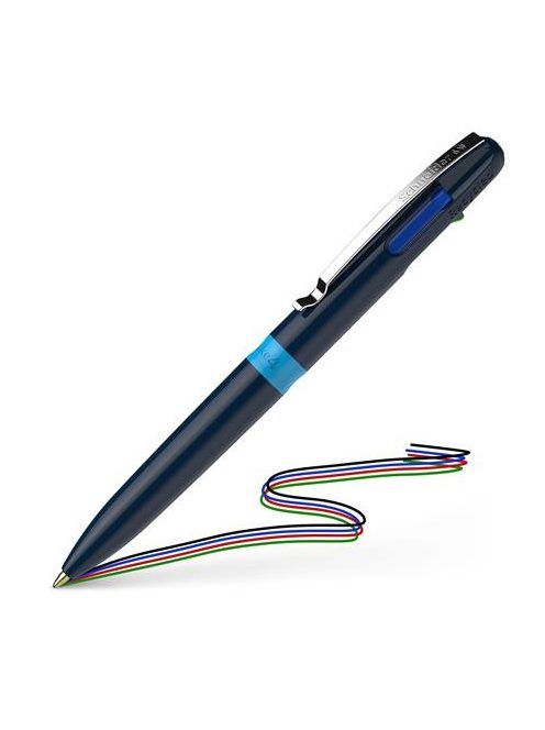 Golyóstoll, 0,5 mm, nyomógombos, négyszínű, SCHNEIDER "Take 4", sötétkék (TSCT4K)