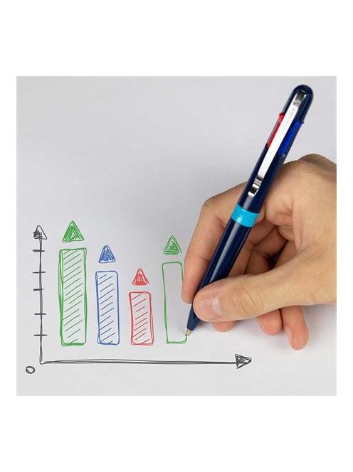 Golyóstoll, 0,5 mm, nyomógombos, négyszínű, SCHNEIDER "Take 4", sötétkék (TSCT4K)