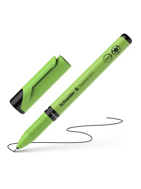 Tűfilc, 0,4 mm, cserélhető betétes, újrahasznosított tolltest, SCHNEIDER "Topliner 911", fekete (TSCTOP911RFK)