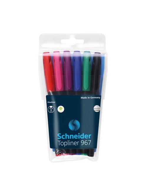 Tűfilc készlet, 0,4 mm, SCHNEIDER "Topliner 967", 6 különböző szín (TSCTOP967V6)