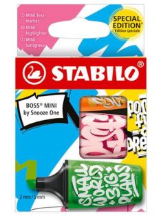  Szövegkiemelő készlet, 2-5 mm, STABILO, "Boss Mini Snooze One", 3 különböző szín (TST070361)