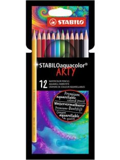   Akvarell ceruza készlet, STABILO "Aquacolor ARTY", 12 különböző szín (TST16121)