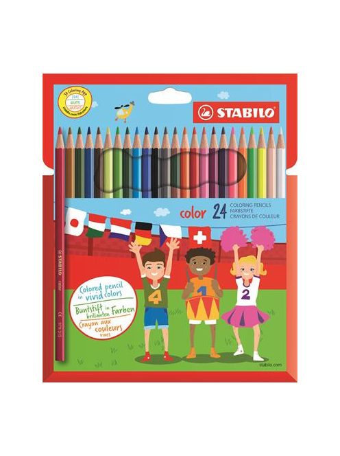 Színes ceruza készlet, hatszögletű, STABILO "Color", 24 különböző szín (TST192477)