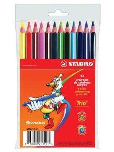   Színes ceruza készlet, háromszögletű, vastag, STABILO "Trio thick", 12 különböző szín (TST20312)
