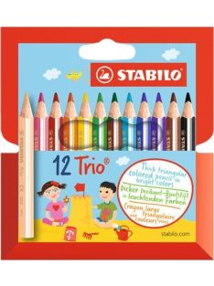   Színes ceruza készlet, háromszögletű, vastag, rövid, STABILO "Trio", 12 különböző szín (TST2051201)
