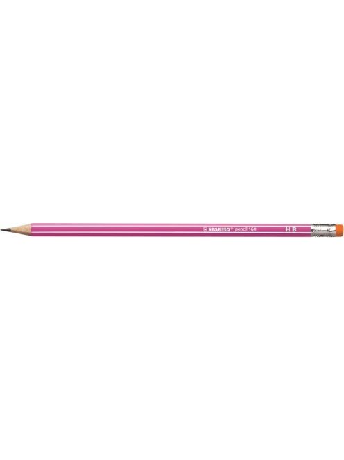 Grafitceruza radírral, HB, hatszögletű, STABILO "Pencil 160", rózsaszín (TST216001HB)