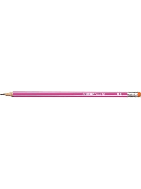 Grafitceruza radírral, HB, hatszögletű, STABILO "Pencil 160", rózsaszín (TST216001HB)
