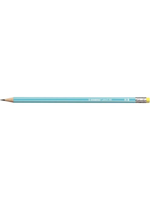 Grafitceruza radírral, HB, hatszögletű, STABILO "Pencil 160", kék (TST216002HB)