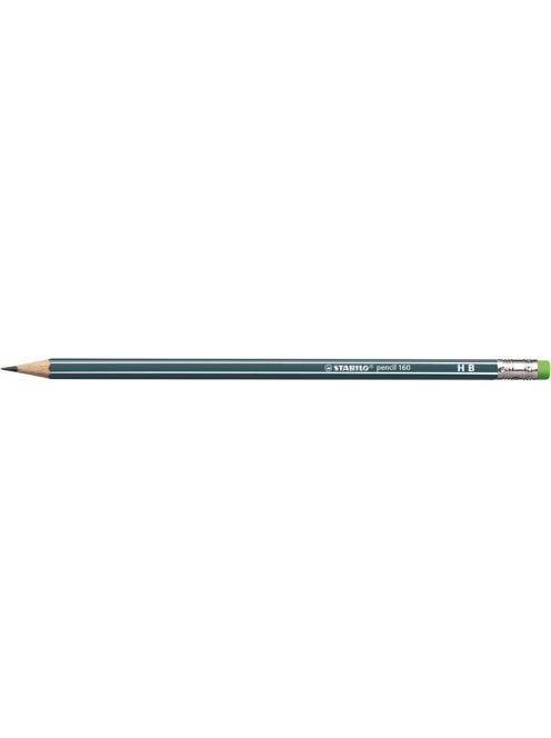 Grafitceruza radírral, HB, hatszögletű, STABILO "Pencil 160", olajzöld (TST2160HB)