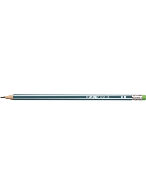 Grafitceruza radírral, HB, hatszögletű, STABILO "Pencil 160", olajzöld (TST2160HB)