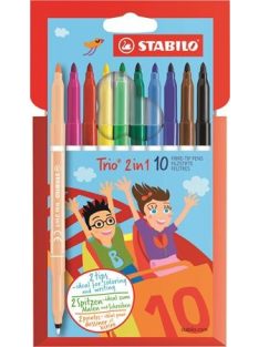   Filctoll készlet, 0,5-2 mm, kétvégű, STABILO "Trio 2 in 1", 10 különböző szín (TST22210)