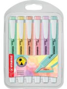 Szövegkiemelő készlet, 1-4 mm, STABILO "Swing Cool Pastel", 6 különböző szín (TST275608)