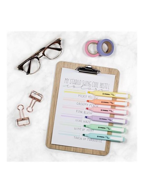 Szövegkiemelő készlet, 1-4 mm, STABILO "Swing Cool Pastel", 6 különböző szín (TST275608)