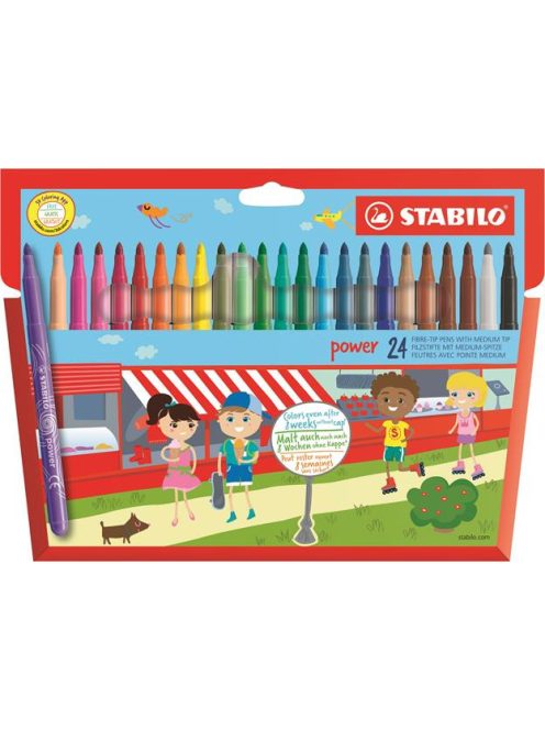 Filctoll készlet, 2 mm, STABILO "Power", 24 különböző szín (TST28024)