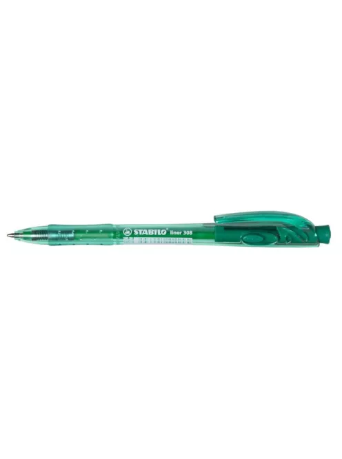 Golyóstoll, 0,38 mm, nyomógombos, STABILO "Liner 308", zöld (TST308361)