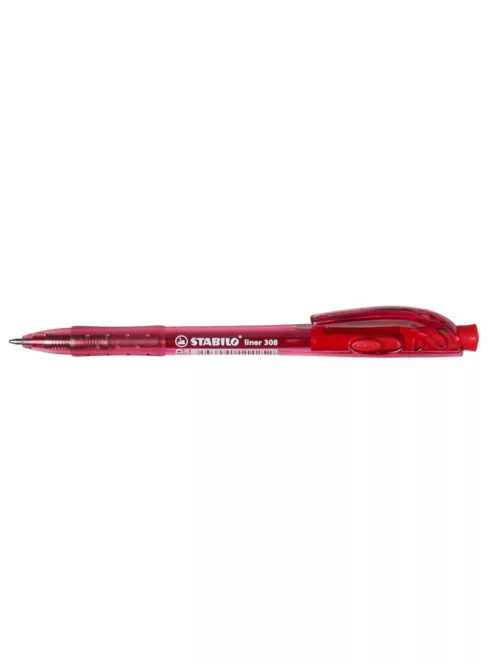 Golyóstoll, 0,38 mm, nyomógombos, STABILO "Liner 308", piros (TST308401)