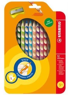   Színes ceruza készlet, háromszögletű, balkezes, STABILO "EasyColours", 12 különböző szín (TST33112)