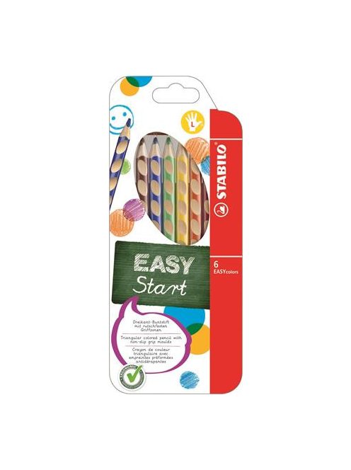 Színes ceruza készlet, háromszögletű, balkezes, STABILO "EasyColours", 6 különböző szín (TST3316)
