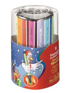   Filctoll készlet, 1,5-2 mm, rugós hegy, STABILO "Trio Scribbi", 12 különböző szín (TST36812)