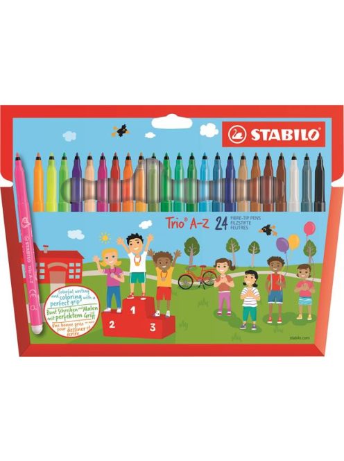 Filctoll készlet, 0,7 mm, STABILO "Trio A-Z", 24 különböző szín (TST37824)