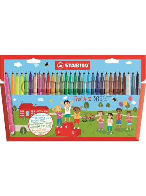 Filctoll készlet, 0,7 mm, STABILO "Trio A-Z", 30 különböző szín (TST37830)