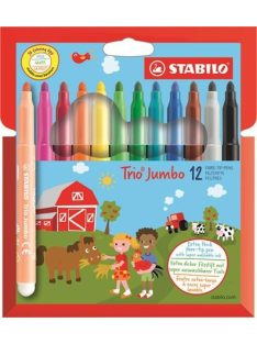   Filctoll készlet, 3 mm, STABILO "Trio Jumbo", 12 különböző szín (TST38012)