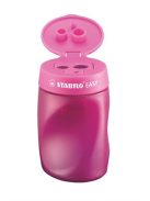 Hegyező, háromlyukú, tartályos, jobbkezes, STABILO "Easy", rózsaszín (TST45021)