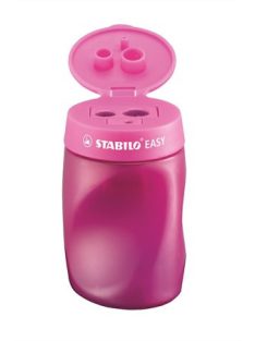   Hegyező, háromlyukú, tartályos, jobbkezes, STABILO "Easy", rózsaszín (TST45021)