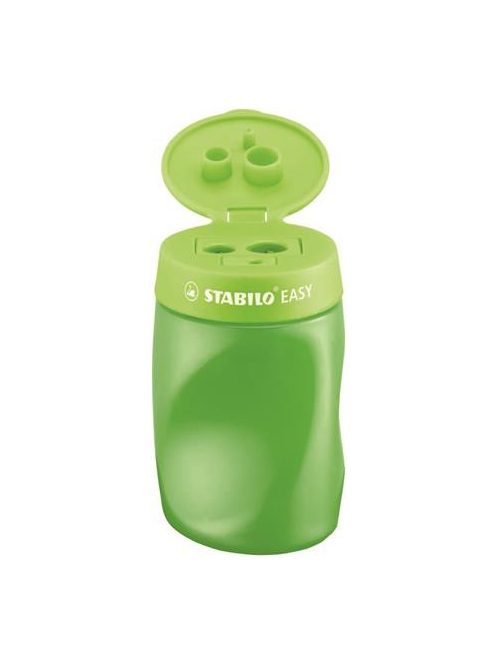Hegyező, háromlyukú, tartályos, jobbkezes, STABILO "Easy", zöld (TST45024)