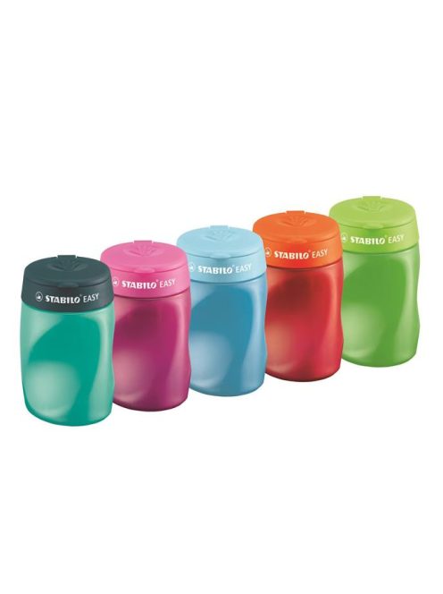 Hegyező, háromlyukú, tartályos, jobbkezes, STABILO "Easy", zöld (TST45024)