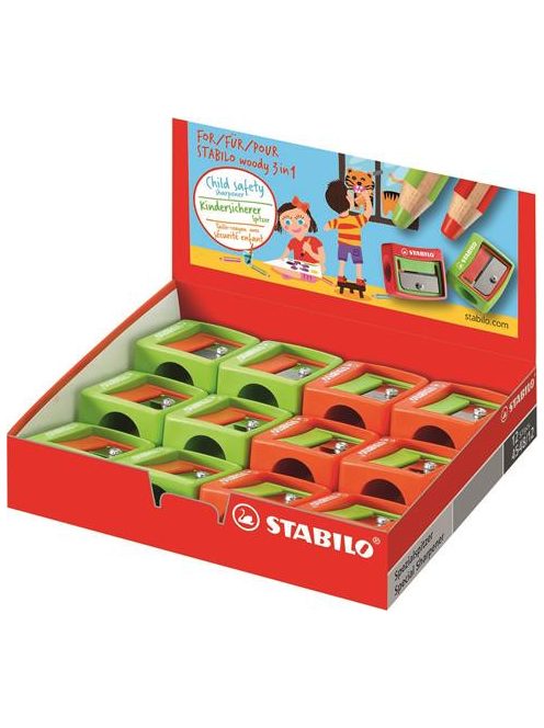 Hegyező, egylyukú, "Woody" krétaceruzákhoz, STABILO, vegyes szín (TST4548)