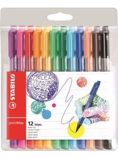   Rostirón készlet, 0,8 mm, STABILO "Point Max", 12 különböző szín (TST48812)