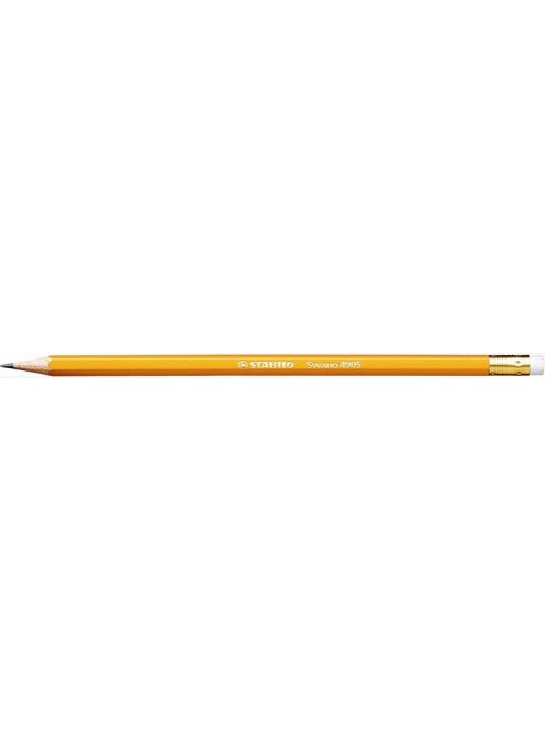 Grafitceruza radírral, HB, hatszögletű, sárga ceruzatest, STABILO "Schwano" (TST4905)