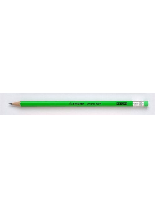 Grafitceruza radírral, HB, hatszögletű, STABILO "Swano Neon", zöld (TST4907Z)