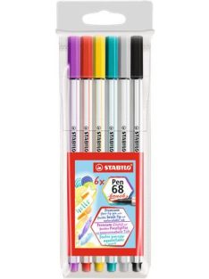   Ecsetirón készlet, STABILO "Pen 68 brush", 6 különböző szín (TST5680611)