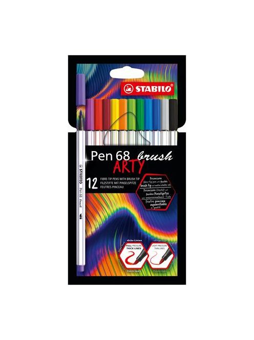 Rostirón készlet, STABILO "Pen 68 brush ARTY", 10 különböző szín (TST56810)