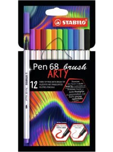   Ecsetirón készlet, STABILO "Pen 68 brush ARTY", 12 különböző szín (TST56812)