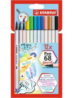  Ecsetirón készlet, STABILO "Pen 68 brush", 12 különböző szín (TST5681221)