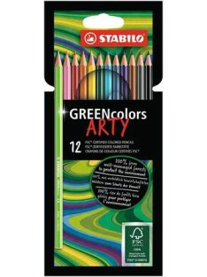   Színes ceruza készlet, hatszögletű, STABILO "GreenColors ARTY", 12 különböző szín (TST6019121A)
