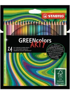   Színes ceruza készlet, hatszögletű, STABILO "GreenColors ARTY", 24 különböző szín (TST6019241A)