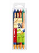 Golyóstoll készlet, 0,5 mm, nyomógombos, STABILO "Pointball", 4 különböző szín (TST60304)