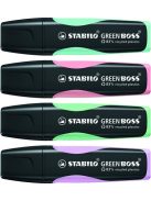 Szövegkiemelő készlet, 2-5 mm, STABILO "Green Boss Pastel", 4 különböző szín (TST607042)