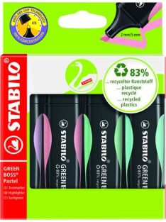   Szövegkiemelő készlet, 2-5 mm, STABILO "Green Boss Pastel", 4 különböző szín (TST607042)