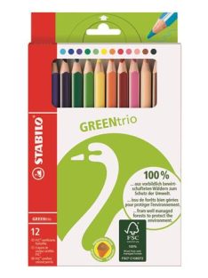   Színes ceruza készlet, háromszögletű, vastag, STABILO "GreenTrio", 12 különböző szín (TST620312)