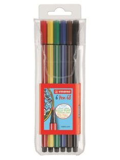   Rostirón készlet, 1 mm, STABILO "Pen 68", 6 különböző szín (TST6806PL)