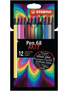   Rostirón készlet, 1 mm, STABILO "Pen 68 ARTY", 12 különböző szín (TST68121)