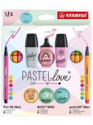 Rostirón készlet, 1 mm, STABILO "Pen 68 Pastellove", 12 különböző szín (TST681277)