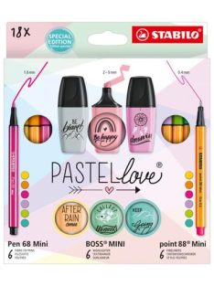  Rostirón készlet, 1 mm, STABILO "Pen 68 Pastellove", 12 különböző szín (TST681277)