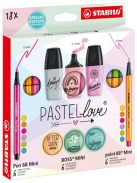 Rostirón készlet, 1 mm, STABILO "Pen 68 Pastellove", 12 különböző szín (TST681277)