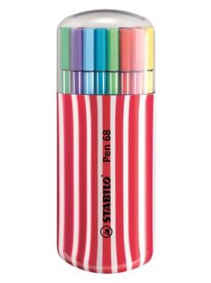   Rostirón készlet, 1 mm, piros tok, STABILO "Pen 68 Zebrui", 20 különböző szín (TST682015)